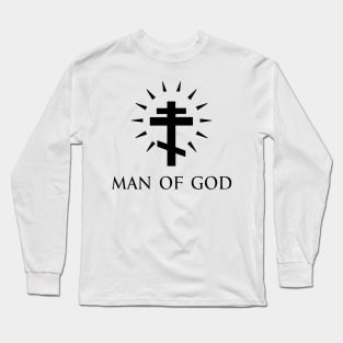 Man Of God - Orthodox Cross - Black - Christian Series 8B Long Sleeve T-Shirt